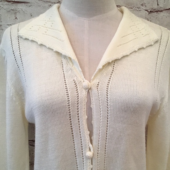 Vintage Catalina Cardigan Ivory Classic timeless M - Picture 3 of 5